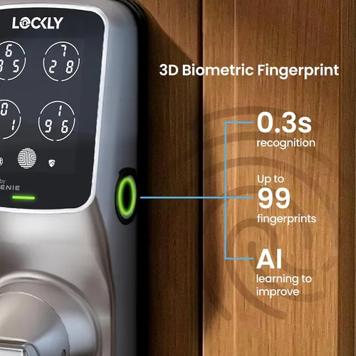 Miniatura 4 de Lockly Secure Pro Smart Lock Wi-Fi, Cerradura de puerta con teclado digital de entrada sin llave, Sensor biométrico de huellas dactilares 3D