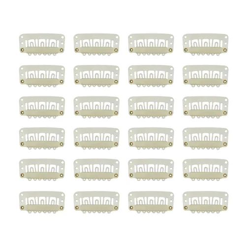 Miniatura 12 de YANTAISIYU 24 unids/lote 1.260 in 9-dientes Metal peluca clips con tapón de goma, peluca invisible accesorios clips (negro)