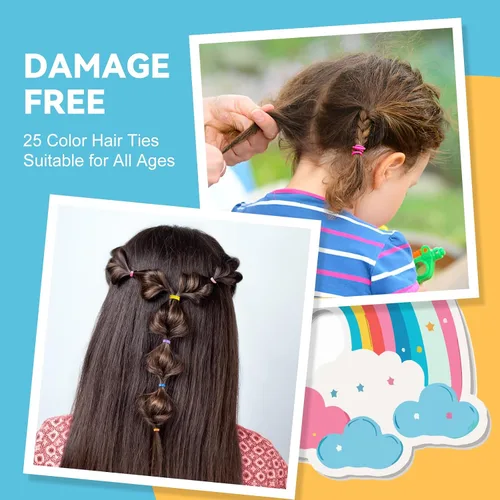 Miniatura 5 de HOYOLS 2500 bandas elásticas coloridas para el cabello, accesorios para ligas pequeñas para el cabello, sin tirones, sin daños, soporte elástico