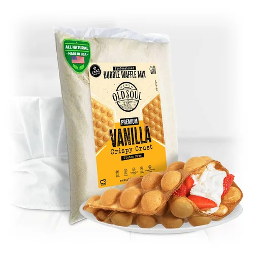 OldSoul - Mezcla profesional de gofres de burbujas, sin gluten, crujiente, sabor vainilla, mezcla de gofres de huevo, 28 gofres (5 libras, sin