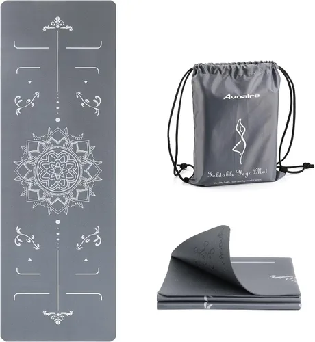 Miniatura 10 de Avoalre Esterilla de yoga plegable – Tapete de ejercicio antideslizante texturizado – Tapete de yoga ligero de viaje con bolsa de transporte