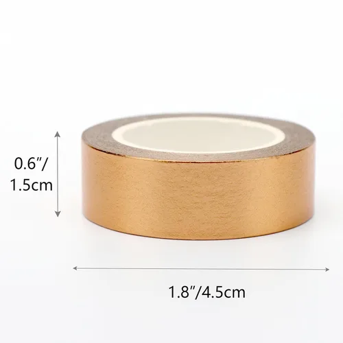 Miniatura 6 de NatSumeBasics 3 Cintas Washi de Bronce Dorado Metálicas para Enmascarar 0.6" x 32 pies. Cintas Washi de Papel Metálico para Manualidades Calcomanías