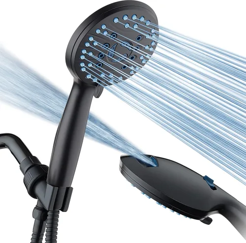 Miniatura 9 de Hotel Spa AquaCare Cabezal de regadera de mano de alta presión de 8 modos – Boquillas antiobstrucción, lavado a máquina integrado para limpiar