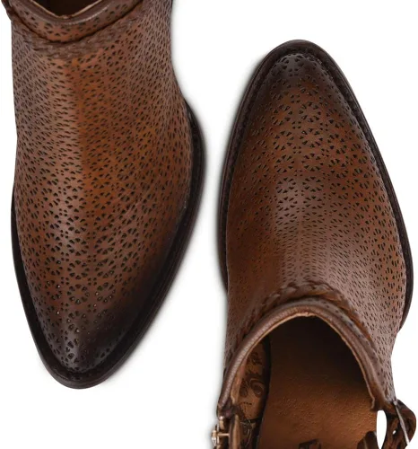 Miniatura 7 de Botines Cuadra para mujer en piel bovina con perforaciones con cremallera