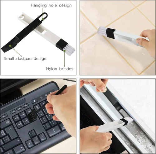 Miniatura 6 de 8 piezas de herramientas de limpieza de ranuras de mano, cepillos de limpieza de hendiduras para puertas y ventanas, limpiadores de ciegos, cepillo