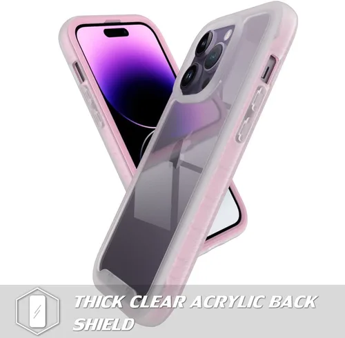 Miniatura 2 de Puxicu Funda acrílica 2 en 1 para iPhone 14 Pro Max, antiamarilleo, protección de grado militar, funda delgada a prueba de caídas para iPhone 14 Pro