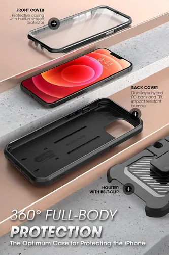 Miniatura 5 de SUPCASE Funda para iPhone 13 Pro con soporte y clip para cinturón (Unicorn Beetle Pro), [protector de pantalla integrado]