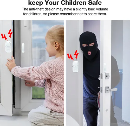 Miniatura 2 de Alarma de puerta y ventana, alarma de puerta de 95 dB para seguridad de los niños, sensor inalámbrico, alarma antirrobo de ventana, alarmas