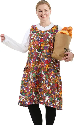 Miniatura 32 de Delantales grandes de talla grande para mujer con bolsillos de algodón y lino para hornear cocina