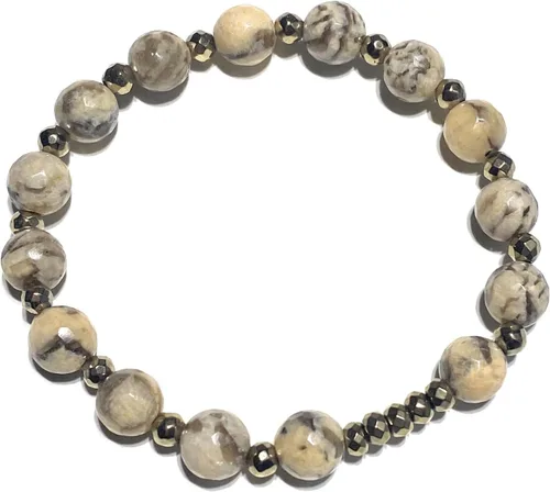 Miniatura 6 de Natural Feldspar and Pyrite Gemstone Crystal Bracelet