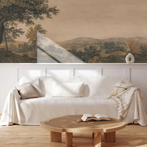 MUDECOR Mural de pared, ilustraciones de paisaje de campo vintage, papel tapiz autoadhesivo extraíble, decoración de pared para dormitorio, sala de