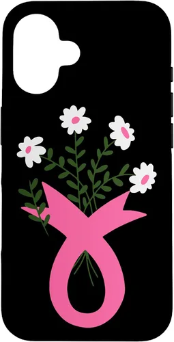 Flower Jar Pink Ribbon Breast cancer Awareness Month Women Case for iPhone 16