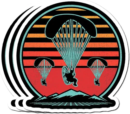 Paramotor - Decoraciones de regalo de parapente retro vintage de los años 80, calcomanías de 3 x 4 para laptop, ventana, casco, botella de agua