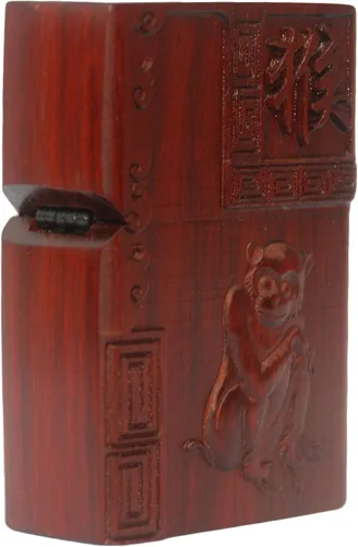 Miniatura 19 de Caja de carcasa de madera natural tallada en palisandro Huanghuali para módulo Zippo (Zodíaco Caballo)
