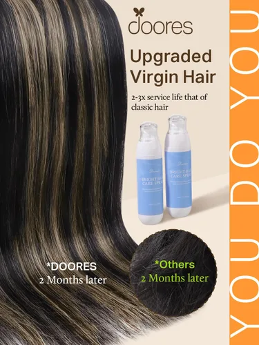 Miniatura 2 de DOORES - Extensiones de cabello con cinta en extensiones de cabello Remy de color real, extensiones de cabello humano natural trama de piel recta