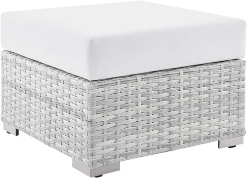 Miniatura 12 de Modway Convene - Otomana rectangular de mimbre para patio al aire libre, color gris claro