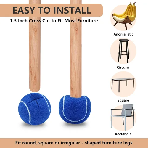 Miniatura 7 de Paquete de 90 pelotas de tenis precortadas a granel para patas de muebles, pelotas de tenis, sillas de pelotas de tenis para pelota de protección
