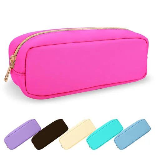 Estuche pequeño para lápices y maquillaje para bolso, lindo estuche de lápices, bolsa de pinceles de maquillaje de nylon con cremallera, estuche de