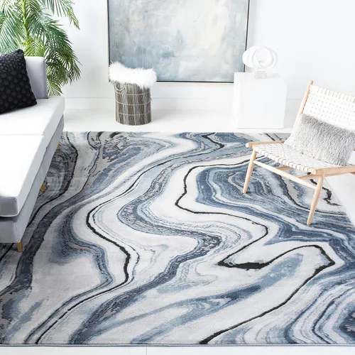 Miniatura 11 de SAFAVIEH Craft Collection - Alfombra decorativa, 2'3" x 4', azul y gris, diseño abstracto moderno, no desprende pelusa y de fácil cuidado, ideal