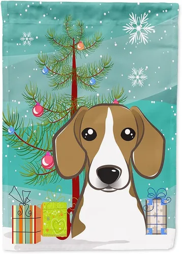 Miniatura 119 de Caroline's Treasures BB1622CHF - Bandera de casa Shih Tzu con árbol de Navidad y gris plateado para porche, grande, para colgar en la pared