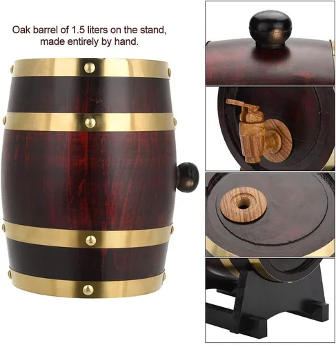 Miniatura 6 de Vino, madera de roble vintage dispensador de vino dispensador de whisky casero cubo de vino whisky para almacenar whisky cerveza vino bourbon