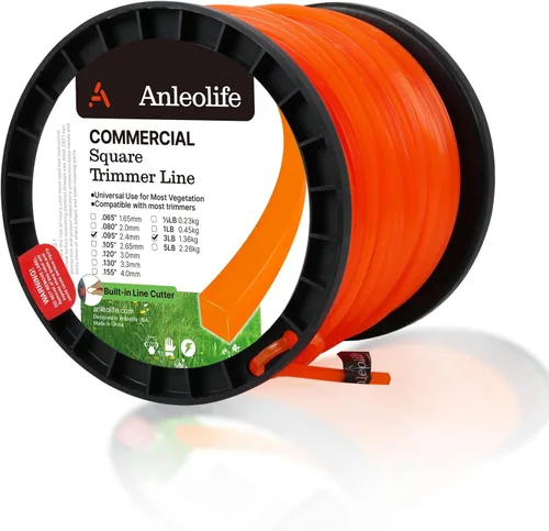 Miniatura 9 de A ANLEOLIFE Línea de recortadora cuadrada resistente de 5 libras de .095 pulgadas por 1280 pies en carrete, con cortador de línea integrado Trabajo
