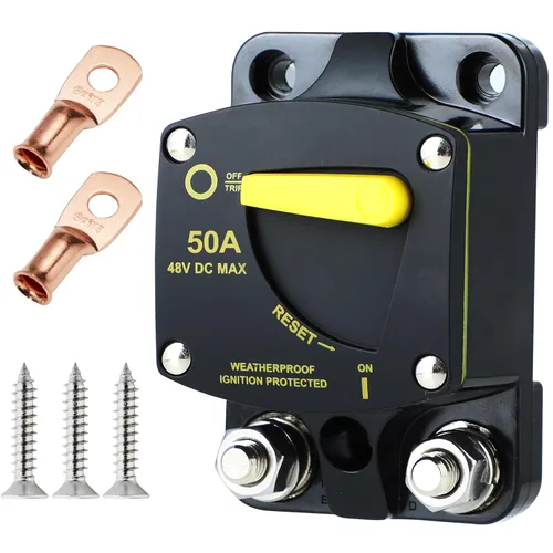 Erayco Disyuntor de 50 amperios de 12 V a 48 V CC para motor de arrastre de barcos, vehículos de remolque de ATV marinos, audio estéreo, batería