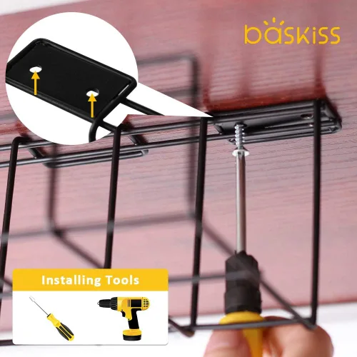 Miniatura 3 de Bandeja organizadora de cables debajo del escritorio, 2 paquetes