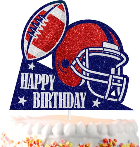 Decoración para pastel de rugby, decoración de casco de fútbol americano de feliz cumpleaños, fiesta deportiva, decoración de touchdown para niños y