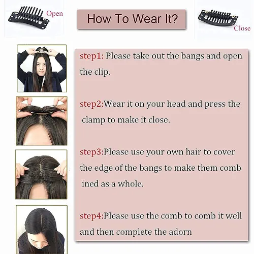 Miniatura 5 de Anemone Flequillo de cabello humano con clip para mujer, base de encaje de seda 3D, extensión de cabello natural falso para retroceder la línea