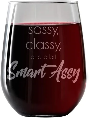 IT'S A SKIN Divertida copa de vino sin tallo de 17 onzas con frases divertidas para mujeres. Para la mujer atrevida con clase e inteligente y mejor