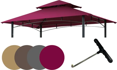 Miniatura 10 de EasyLee Cubierta de toldo para kiosco de parrilla de 8 x 5 pies, parte superior de repuesto impermeable con gancho en T, color marrón