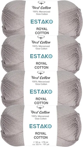 Miniatura 32 de Estako Algodón Royal, 100% hilo de algodón giza mercerizado, suave, súper fino 1 para ganchillo y tejer, 1.76 onzas (50g) / 137 yardas (125m)