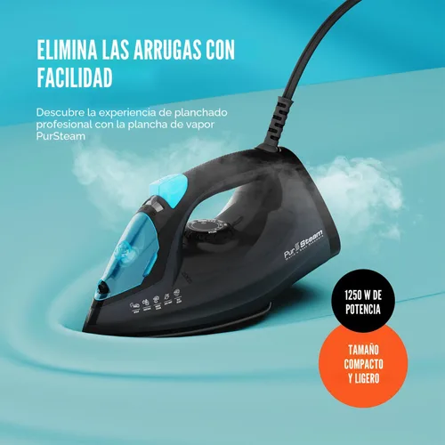 Miniatura 2 de PurSteam - Plancha de vapor profesional de 1250 W, potente vaporizador con ráfaga de vapor y pulverización, suela antiadherente, fácil control