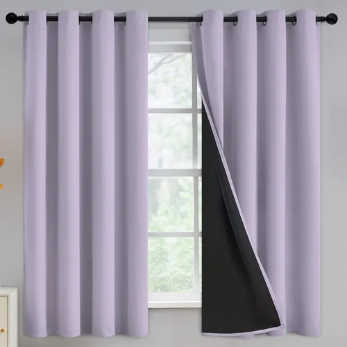 Miniatura 216 de Yakamok Cortinas negras, cortinas de ventana con aislamiento térmico y eficiencia energética para dormitorio, cortinas opacas completas y cortinas