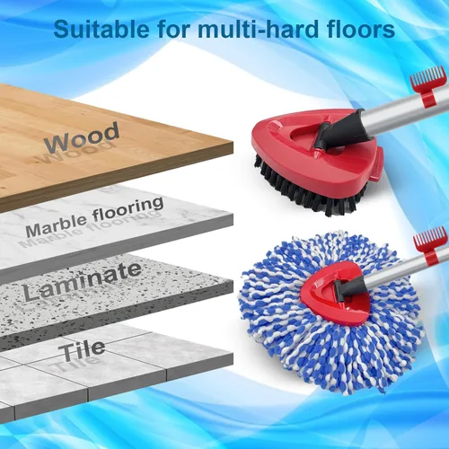 Miniatura 4 de Paquete de 2 cabezales giratorios de repuesto compatibles con O Cedar RinseClean 2 tanques, cepillo de fregado mejorado, mango de trapeador de 4