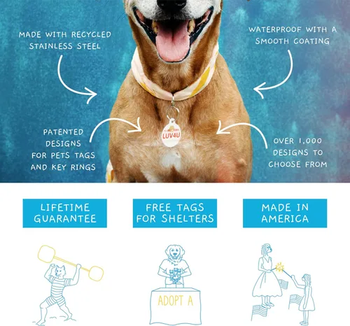 Miniatura 4 de Etiqueta de identificación personalizada para perros de servicio con revestimiento de polímero silencioso con información de identificación Perro