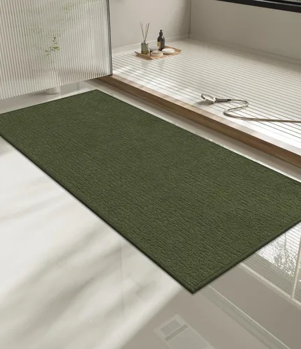 Miniatura 75 de Chakme Juego de 2 alfombras de baño ultrafinas, absorbentes, antideslizantes, lavables a máquina, color negro, 17 x 24 pulgadas / 17 x 30 pulgadas