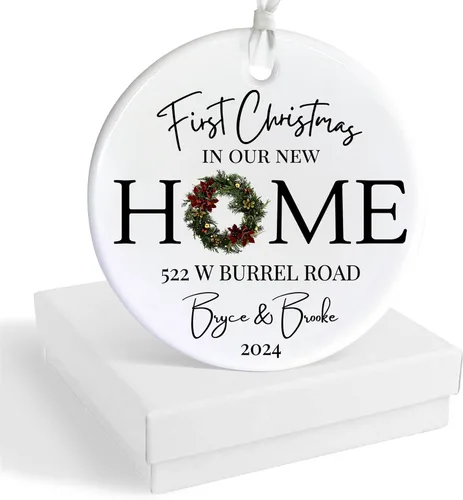 Miniatura 8 de Adorno Personalizado para la Primera Navidad en Nuestro Nuevo Hogar 2025, Adorno de Dirección de Casa Personalizado, Regalo para la Familia, Regalo