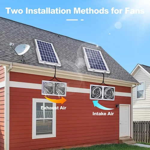 Miniatura 2 de SOLPERK Ventilador solar para invernadero, ventilador solar de 10 W para gallinero, ventilador de escape solar impermeable para cobertizo con cable