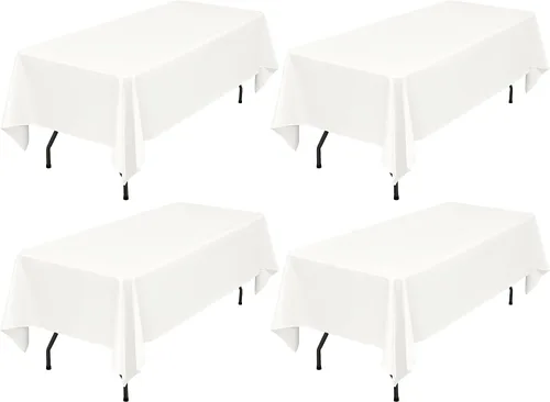 Miniatura 54 de Showgeous Paquete de 4 manteles rectangulares de poliéster de 60 x 102 pulgadas, resistentes a las arrugas, lavables, para bodas, mesas de comedor