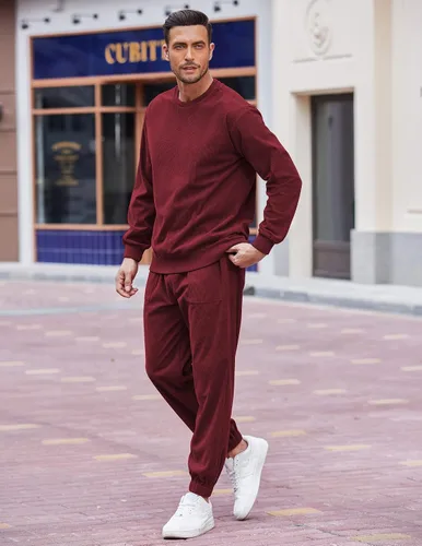Miniatura 60 de COOFANDY Conjunto deportivo de 2 piezas para hombre, sudadera de manga larga, sin botones, para deportes, casual, fitness, trotar