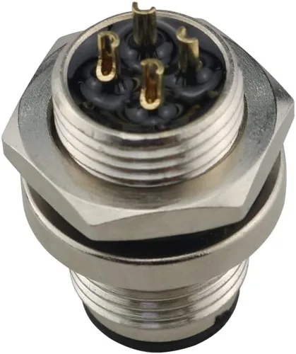 Miniatura 4 de Conector de montaje en panel de aviación masculina M12, 4 pines, impermeable, panel de chasis, montaje trasero, conector de sensor de zócalo