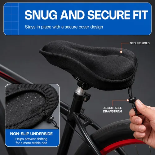 Miniatura 9 de Revas - Cojín acolchado para asiento de bicicleta que absorbe los golpes, para viajes largos y cómodos Acolchado universal para asiento