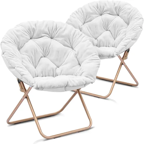 Miniatura 82 de Cómoda silla con platillo, silla de sala de estar, silla plegable acolchada suave de piel sintética, cómoda silla cuadrada de luna para sala