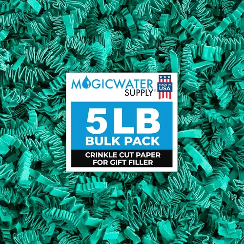 Miniatura 40 de MagicWater Supply - Relleno de papel triturado de corte arrugado de 1 libra verde - Embalaje decorativo y protector para regalos de dama de honor