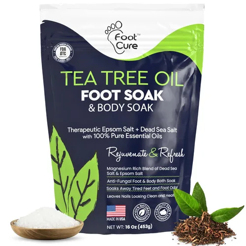 Aceite de árbol de té para pies con sal de Epsom, para reparación de uñas de los pies, pies de atletas, suaviza los callos, alivia dolores y pies