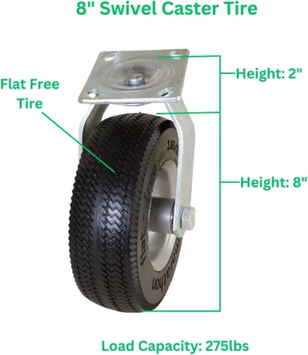 Miniatura 3 de Marathon Rueda giratoria de 8" con neumático plano libre
