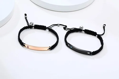 Miniatura 3 de MEALGUET - Pulseras magnéticas personalizadas para parejas de atracción mutua, pulseras de identificación trenzadas con nombre, conjunto de pulseras