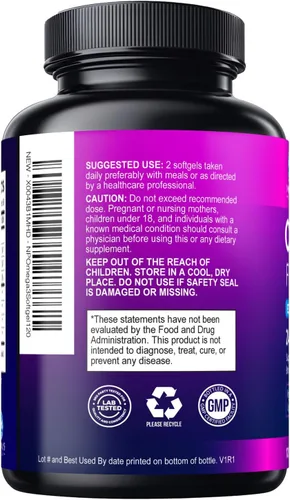 Miniatura 8 de Suplementos de aceite de pescado Omega 3 – 2400 mg de aceite de pescado por porción – Omega-3 de triple fuerza con ácidos grasos EPA y DHA – Apoyo